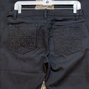 NWOT Tory Burch Black Embroidered Logo Flare Jeans